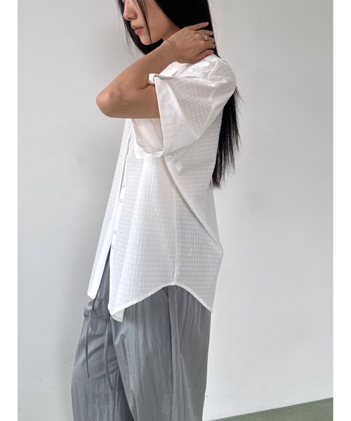Didot.showroom（ディドット ショールーム）の「シアーチェックハーフシャツ（シャツ/ブラウス・レディース・アイボリー/チャコール・FREE）」の8枚目の写真