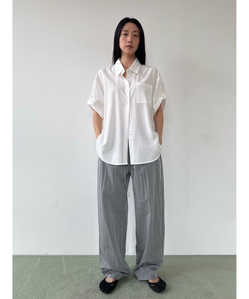 Didot.showroom（ディドット ショールーム）の「シアーチェックハーフシャツ（シャツ/ブラウス・レディース・アイボリー/チャコール・FREE）」の5枚目の写真