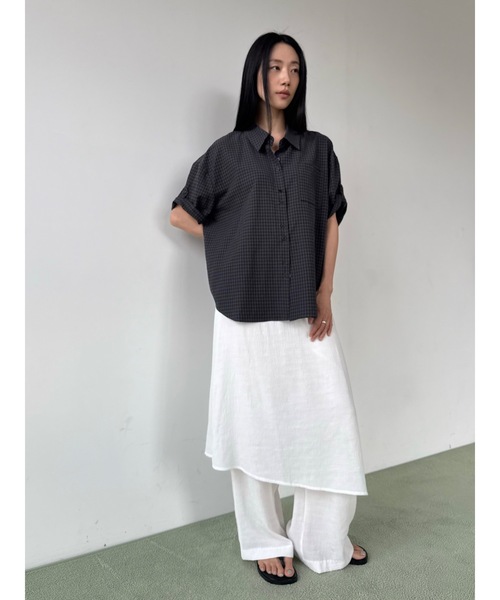Didot.showroom（ディドット ショールーム）の「シアーチェックハーフシャツ（シャツ/ブラウス・レディース・アイボリー/チャコール・FREE）」の12枚目の写真