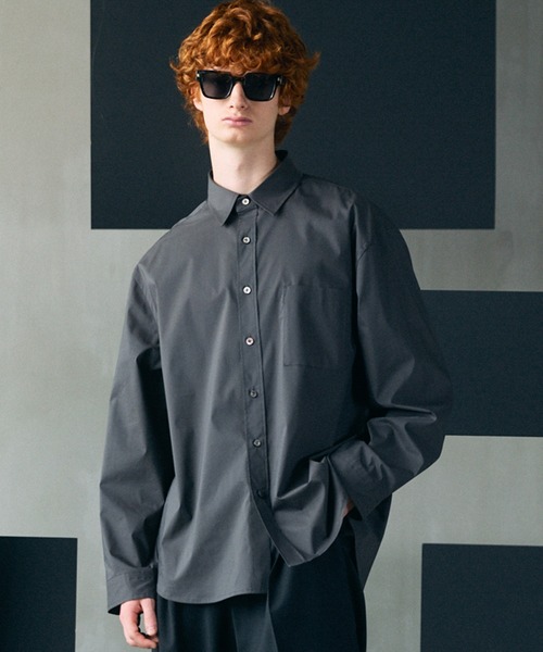 MAISON SPECIAL（メゾンスペシャル）の「《UNISEX》High Count Cotton Prime-Over Long Sleeve Shirt/ハイカウントコットンプライムオーバーロングスリーブシャツ【MAISON SPECIAL/メゾンスペシャル】（シャツ/ブラウス・メンズ・チャコールグレー/ベージュ/サックスブルー/アイボリー/ホワイト・1/2/0）」の4枚目の写真