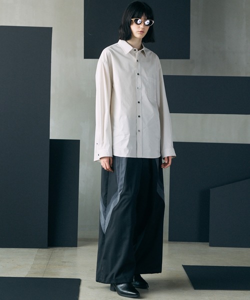 MAISON SPECIAL（メゾンスペシャル）の「《UNISEX》High Count Cotton Prime-Over Long Sleeve Shirt/ハイカウントコットンプライムオーバーロングスリーブシャツ【MAISON SPECIAL/メゾンスペシャル】（シャツ/ブラウス・メンズ・チャコールグレー/ベージュ/サックスブルー/アイボリー/ホワイト・1/2/0）」の13枚目の写真