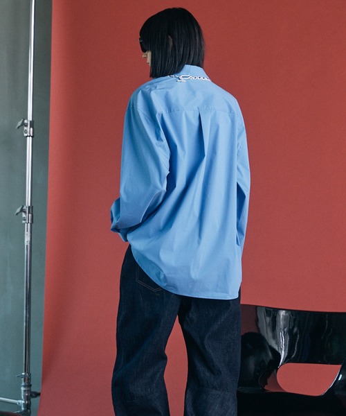 MAISON SPECIAL（メゾンスペシャル）の「《UNISEX》High Count Cotton Prime-Over Long Sleeve Shirt/ハイカウントコットンプライムオーバーロングスリーブシャツ【MAISON SPECIAL/メゾンスペシャル】（シャツ/ブラウス・メンズ・チャコールグレー/ベージュ/サックスブルー/アイボリー/ホワイト・1/2/0）」の17枚目の写真