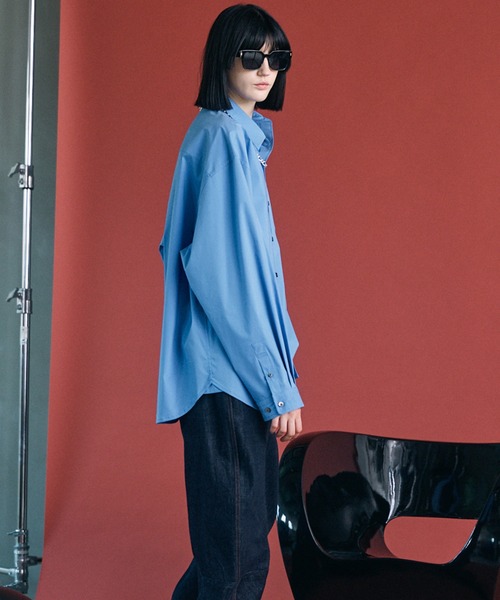 MAISON SPECIAL（メゾンスペシャル）の「《UNISEX》High Count Cotton Prime-Over Long Sleeve Shirt/ハイカウントコットンプライムオーバーロングスリーブシャツ【MAISON SPECIAL/メゾンスペシャル】（シャツ/ブラウス・メンズ・チャコールグレー/ベージュ/サックスブルー/アイボリー/ホワイト・1/2/0）」の16枚目の写真
