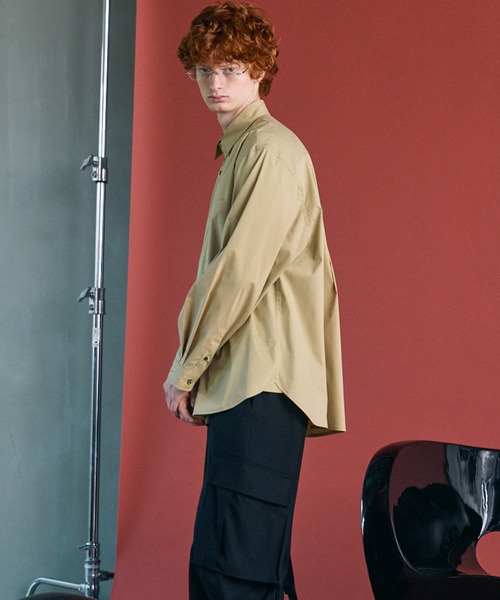 MAISON SPECIAL（メゾンスペシャル）の「《UNISEX》High Count Cotton Prime-Over Long Sleeve Shirt/ハイカウントコットンプライムオーバーロングスリーブシャツ【MAISON SPECIAL/メゾンスペシャル】（シャツ/ブラウス・メンズ・チャコールグレー/ベージュ/サックスブルー/アイボリー/ホワイト・1/2/0）」の20枚目の写真