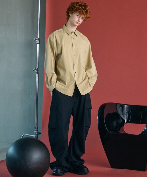 MAISON SPECIAL（メゾンスペシャル）の「《UNISEX》High Count Cotton Prime-Over Long Sleeve Shirt/ハイカウントコットンプライムオーバーロングスリーブシャツ【MAISON SPECIAL/メゾンスペシャル】（シャツ/ブラウス・メンズ・チャコールグレー/ベージュ/サックスブルー/アイボリー/ホワイト・1/2/0）」の8枚目の写真