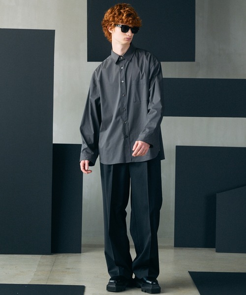 MAISON SPECIAL（メゾンスペシャル）の「《UNISEX》High Count Cotton Prime-Over Long Sleeve Shirt/ハイカウントコットンプライムオーバーロングスリーブシャツ【MAISON SPECIAL/メゾンスペシャル】（シャツ/ブラウス・メンズ・チャコールグレー/ベージュ/サックスブルー/アイボリー/ホワイト・1/2/0）」の10枚目の写真