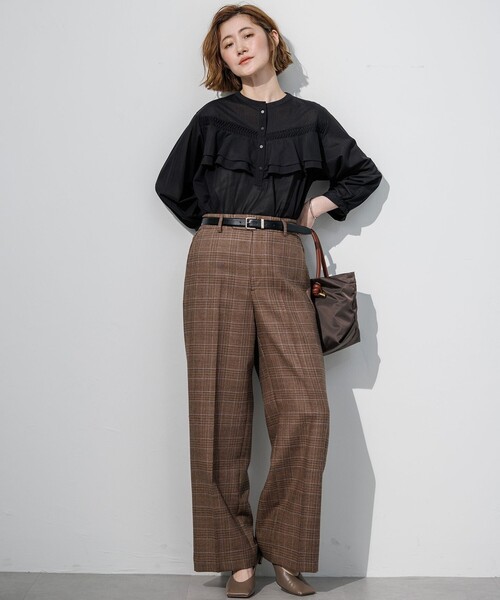 23区(ニジュウサンク)の「BALLIクラシックウールクロス ワイドパンツ(その他パンツ・レディース・ダークブラウン系3/ライトグレー系3・36/38/40)」の8枚目の写真