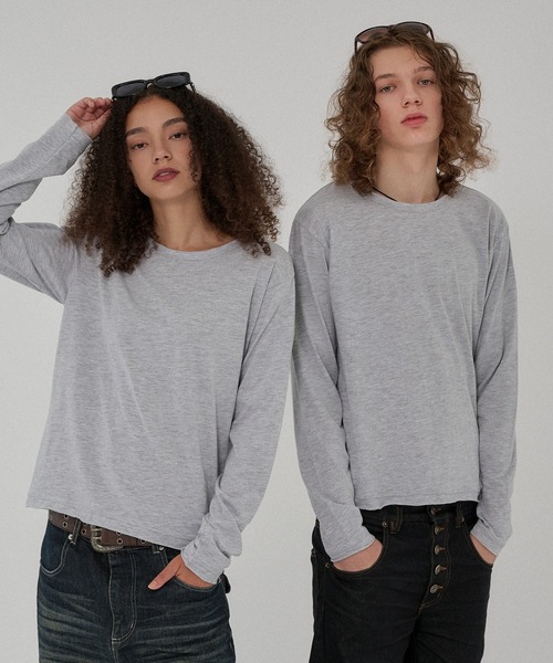 WISH FOR EVER(ウィッシュフォーエバー)の「ASSORT CROPPED COMPACT SLAB LONG SLEEVE/アソートクロップドコンパクトスラブロングスリーブ(Tシャツ/カットソー・メンズ・ブラック×ホワイト/グレー/ホワイト/ブラック/チャコールグレー×ブラック/イエロー・SMALL/MEDIUM/LARGE)」の5枚目の写真