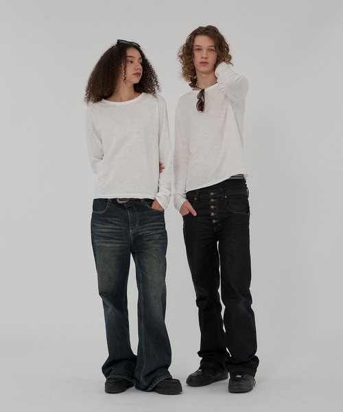WISH FOR EVER(ウィッシュフォーエバー)の「ASSORT CROPPED COMPACT SLAB LONG SLEEVE/アソートクロップドコンパクトスラブロングスリーブ(Tシャツ/カットソー・メンズ・ブラック×ホワイト/グレー/ホワイト/ブラック/チャコールグレー×ブラック/イエロー・SMALL/MEDIUM/LARGE)」の11枚目の写真