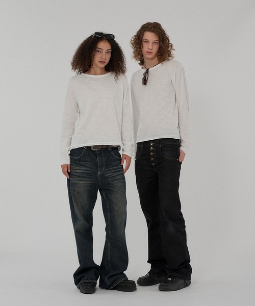 WISH FOR EVER(ウィッシュフォーエバー)の「ASSORT CROPPED COMPACT SLAB LONG SLEEVE/アソートクロップドコンパクトスラブロングスリーブ(Tシャツ/カットソー・メンズ・ブラック×ホワイト/グレー/ホワイト/ブラック/チャコールグレー×ブラック/イエロー・SMALL/MEDIUM/LARGE)」の17枚目の写真