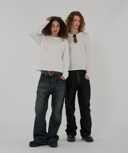 WISH FOR EVER(ウィッシュフォーエバー)の「ASSORT CROPPED COMPACT SLAB LONG SLEEVE/アソートクロップドコンパクトスラブロングスリーブ(Tシャツ/カットソー・メンズ・ブラック×ホワイト/グレー/ホワイト/ブラック/チャコールグレー×ブラック/イエロー・SMALL/MEDIUM/LARGE)」の18枚目の写真