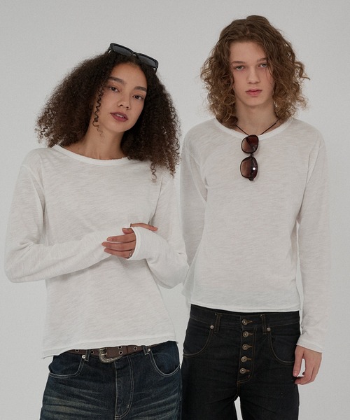 WISH FOR EVER(ウィッシュフォーエバー)の「ASSORT CROPPED COMPACT SLAB LONG SLEEVE/アソートクロップドコンパクトスラブロングスリーブ(Tシャツ/カットソー・メンズ・ブラック×ホワイト/グレー/ホワイト/ブラック/チャコールグレー×ブラック/イエロー・SMALL/MEDIUM/LARGE)」の19枚目の写真
