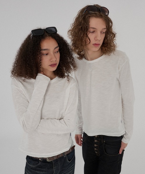 WISH FOR EVER(ウィッシュフォーエバー)の「ASSORT CROPPED COMPACT SLAB LONG SLEEVE/アソートクロップドコンパクトスラブロングスリーブ(Tシャツ/カットソー・メンズ・ブラック×ホワイト/グレー/ホワイト/ブラック/チャコールグレー×ブラック/イエロー・SMALL/MEDIUM/LARGE)」の20枚目の写真