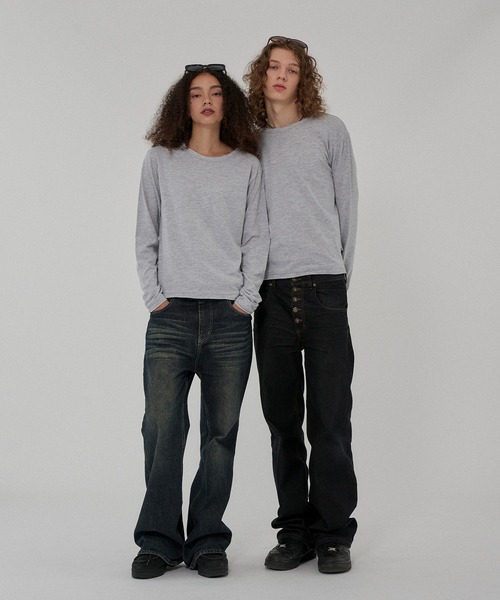 WISH FOR EVER(ウィッシュフォーエバー)の「ASSORT CROPPED COMPACT SLAB LONG SLEEVE/アソートクロップドコンパクトスラブロングスリーブ(Tシャツ/カットソー・メンズ・ブラック×ホワイト/グレー/ホワイト/ブラック/チャコールグレー×ブラック/イエロー・SMALL/MEDIUM/LARGE)」の14枚目の写真