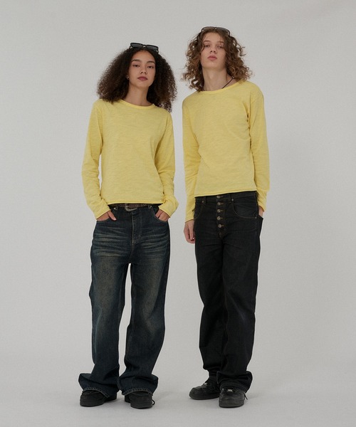 WISH FOR EVER(ウィッシュフォーエバー)の「ASSORT CROPPED COMPACT SLAB LONG SLEEVE/アソートクロップドコンパクトスラブロングスリーブ(Tシャツ/カットソー・メンズ・ブラック×ホワイト/グレー/ホワイト/ブラック/チャコールグレー×ブラック/イエロー・SMALL/MEDIUM/LARGE)」の16枚目の写真