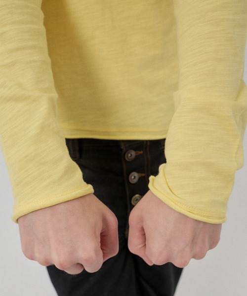WISH FOR EVER(ウィッシュフォーエバー)の「ASSORT CROPPED COMPACT SLAB LONG SLEEVE/アソートクロップドコンパクトスラブロングスリーブ(Tシャツ/カットソー・メンズ・ブラック×ホワイト/グレー/ホワイト/ブラック/チャコールグレー×ブラック/イエロー・SMALL/MEDIUM/LARGE)」の10枚目の写真