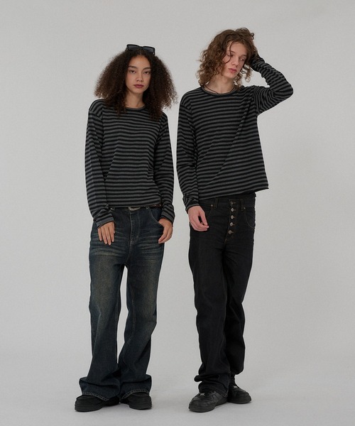 WISH FOR EVER(ウィッシュフォーエバー)の「ASSORT CROPPED COMPACT SLAB LONG SLEEVE/アソートクロップドコンパクトスラブロングスリーブ(Tシャツ/カットソー・メンズ・ブラック×ホワイト/グレー/ホワイト/ブラック/チャコールグレー×ブラック/イエロー・SMALL/MEDIUM/LARGE)」の15枚目の写真