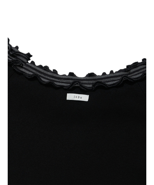 UGLY SHADOW（アグリーシャドウ）の「ストライプフリルオフショルダー(ブラック)（Tシャツ/カットソー・レディース・その他・FREE）」の7枚目の写真