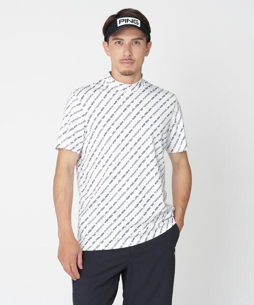 PING(ピン)の「【PING APPAREL】軽量ブリスターバイアスロゴストライププリント半袖ハイネックシャツ (MENS)(Tシャツ/カットソー・メンズ・ホワイト/ブラック・LL/L/M)」の6枚目の写真