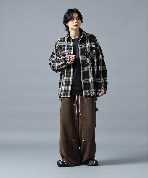 DANKE SCHON(ダンケシェーン)の「DankeSchon/ダンケシェーン/FLANNEL DAMAGE SHIRTS BI-COLOR(シャツ/ブラウス・レディース・ブラック系その他/グレー/ホワイト系2・L/M)」の4枚目の写真
