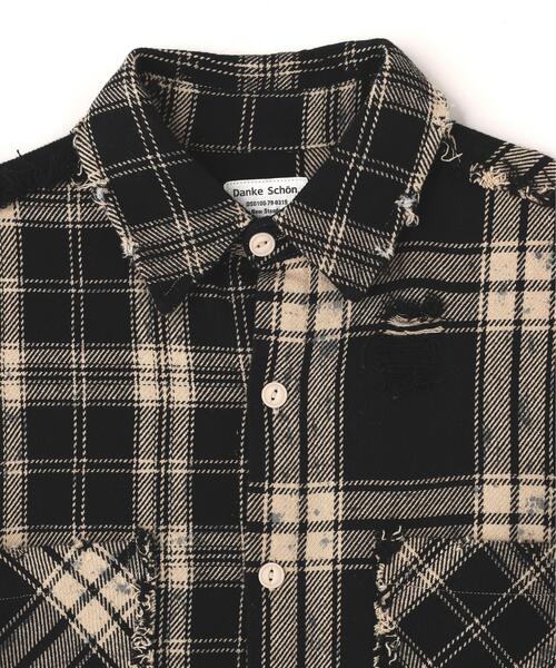 DANKE SCHON(ダンケシェーン)の「DankeSchon/ダンケシェーン/FLANNEL DAMAGE SHIRTS BI-COLOR(シャツ/ブラウス・レディース・ブラック系その他/グレー/ホワイト系2・L/M)」の7枚目の写真
