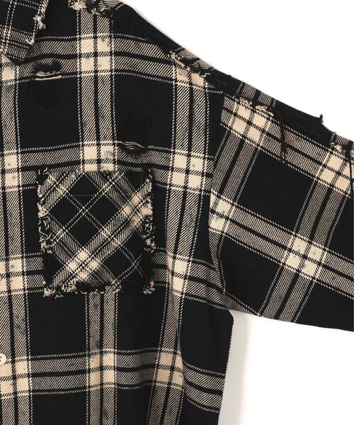 DANKE SCHON(ダンケシェーン)の「DankeSchon/ダンケシェーン/FLANNEL DAMAGE SHIRTS BI-COLOR(シャツ/ブラウス・レディース・ブラック系その他/グレー/ホワイト系2・L/M)」の8枚目の写真