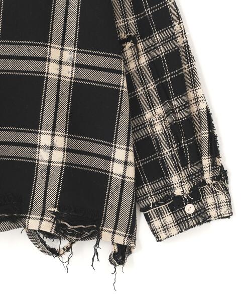 DANKE SCHON(ダンケシェーン)の「DankeSchon/ダンケシェーン/FLANNEL DAMAGE SHIRTS BI-COLOR(シャツ/ブラウス・レディース・ブラック系その他/グレー/ホワイト系2・L/M)」の9枚目の写真