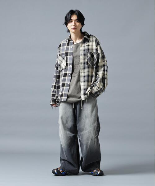 DANKE SCHON(ダンケシェーン)の「DankeSchon/ダンケシェーン/FLANNEL DAMAGE SHIRTS BI-COLOR(シャツ/ブラウス・レディース・ブラック系その他/グレー/ホワイト系2・L/M)」の14枚目の写真