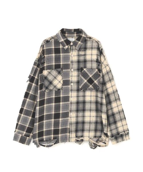 DANKE SCHON(ダンケシェーン)の「DankeSchon/ダンケシェーン/FLANNEL DAMAGE SHIRTS BI-COLOR(シャツ/ブラウス・レディース・ブラック系その他/グレー/ホワイト系2・L/M)」の15枚目の写真