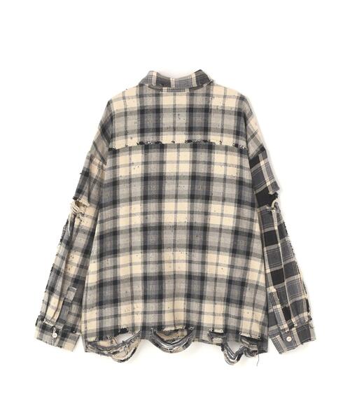 DANKE SCHON(ダンケシェーン)の「DankeSchon/ダンケシェーン/FLANNEL DAMAGE SHIRTS BI-COLOR(シャツ/ブラウス・レディース・ブラック系その他/グレー/ホワイト系2・L/M)」の16枚目の写真