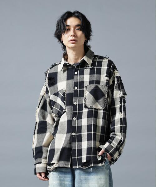 DANKE SCHON(ダンケシェーン)の「DankeSchon/ダンケシェーン/FLANNEL DAMAGE SHIRTS BI-COLOR(シャツ/ブラウス・レディース・ブラック系その他/グレー/ホワイト系2・L/M)」の19枚目の写真