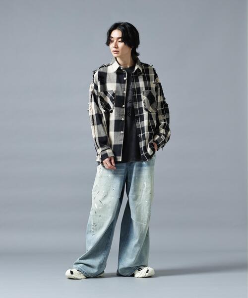 DANKE SCHON(ダンケシェーン)の「DankeSchon/ダンケシェーン/FLANNEL DAMAGE SHIRTS BI-COLOR(シャツ/ブラウス・レディース・ブラック系その他/グレー/ホワイト系2・L/M)」の20枚目の写真