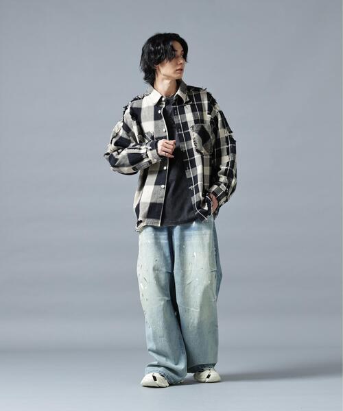DANKE SCHON(ダンケシェーン)の「DankeSchon/ダンケシェーン/FLANNEL DAMAGE SHIRTS BI-COLOR(シャツ/ブラウス・レディース・ブラック系その他/グレー/ホワイト系2・L/M)」の21枚目の写真