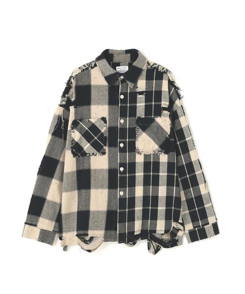 DANKE SCHON(ダンケシェーン)の「DankeSchon/ダンケシェーン/FLANNEL DAMAGE SHIRTS BI-COLOR(シャツ/ブラウス・レディース・ブラック系その他/グレー/ホワイト系2・L/M)」の22枚目の写真