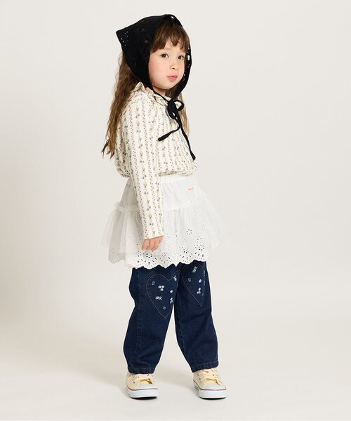 Boribon(ボリボン)の「ピコフリルトップス(Tシャツ/カットソー・キッズ・その他3/ライトグレー/ブラック・80/90/100/110/120)」の7枚目の写真