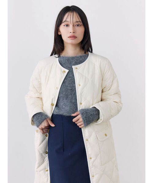 TONAL(トーナル)の「【TAIONコラボ】パイピングロングダウンコート(ダウンジャケット/コート・レディース・ブラウン/ネイビー/アイボリー・MEDIUM/SMALL)」の7枚目の写真