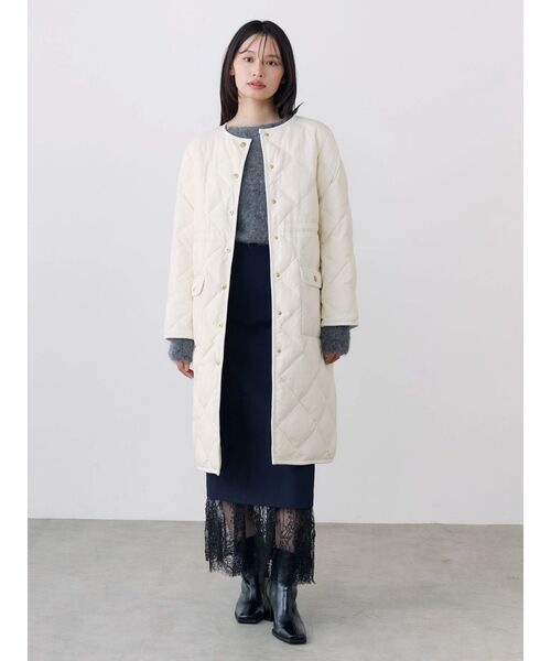 TONAL(トーナル)の「【TAIONコラボ】パイピングロングダウンコート(ダウンジャケット/コート・レディース・ブラウン/ネイビー/アイボリー・MEDIUM/SMALL)」の10枚目の写真