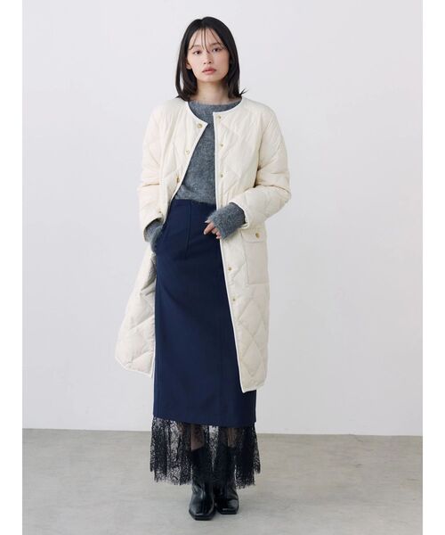 TONAL(トーナル)の「【TAIONコラボ】パイピングロングダウンコート(ダウンジャケット/コート・レディース・ブラウン/ネイビー/アイボリー・MEDIUM/SMALL)」の12枚目の写真