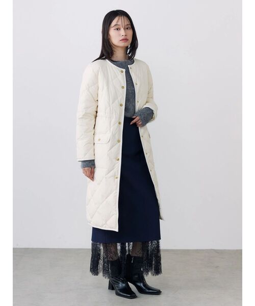 TONAL(トーナル)の「【TAIONコラボ】パイピングロングダウンコート(ダウンジャケット/コート・レディース・ブラウン/ネイビー/アイボリー・MEDIUM/SMALL)」の13枚目の写真