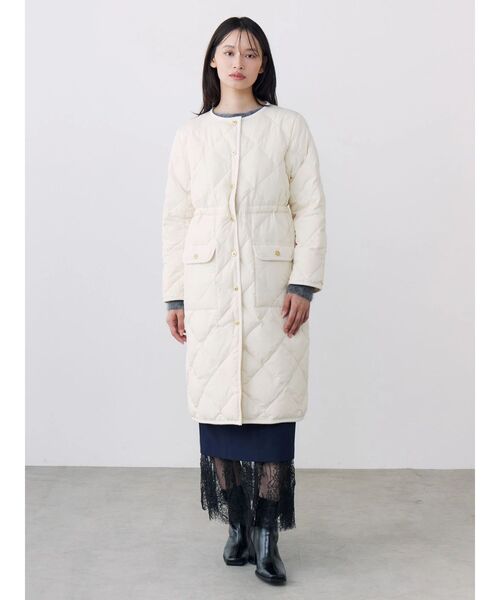 TONAL(トーナル)の「【TAIONコラボ】パイピングロングダウンコート(ダウンジャケット/コート・レディース・ブラウン/ネイビー/アイボリー・MEDIUM/SMALL)」の14枚目の写真
