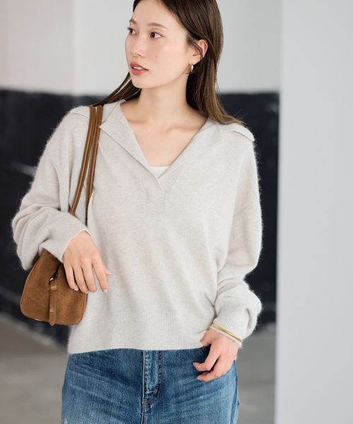 FRAMeWORK(フレームワーク)の「≪洗える / ≫FUR YARNスキッパーニット(ニット/セーター・レディース・チャコールグレー/サックスブルー/ネイビー/アイボリー・FREE)」の7枚目の写真