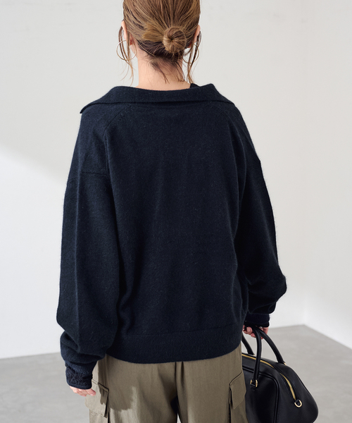 FRAMeWORK(フレームワーク)の「≪洗える / ≫FUR YARNスキッパーニット(ニット/セーター・レディース・チャコールグレー/サックスブルー/ネイビー/アイボリー・FREE)」の19枚目の写真