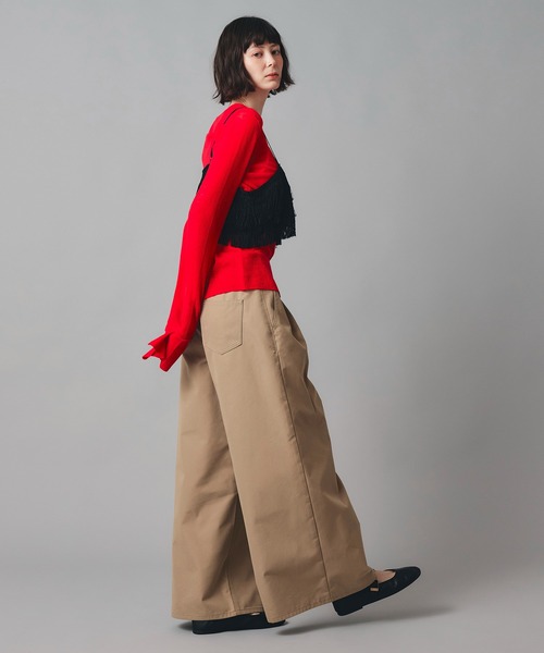 AT THE TRNK(アットザトランク)の「チノ ワイド パンツ AT THE TRNK(チノパンツ・レディース・ベージュ/ブラック・S/M)」の9枚目の写真
