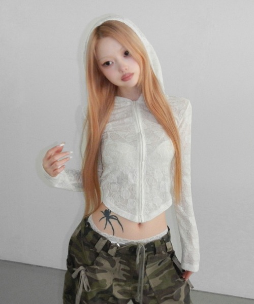 THEAIRTOWN(ジエアタウン)の「rose crop hz(パーカー・レディース・ブラック/アイボリー/ライトピンク・FREE)」の11枚目の写真