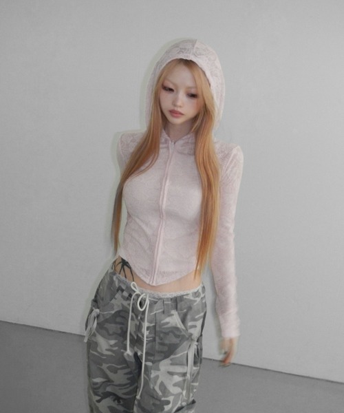 THEAIRTOWN(ジエアタウン)の「rose crop hz(パーカー・レディース・ブラック/アイボリー/ライトピンク・FREE)」の8枚目の写真