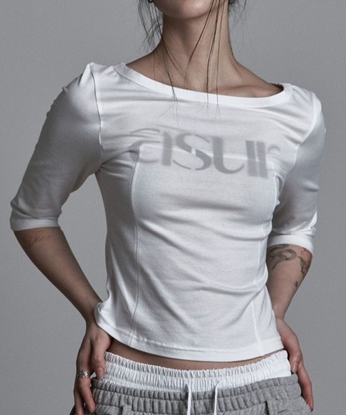 as you are(アズユーアー)の「ASUR/ボートネックロングスリーブトップス(Tシャツ/カットソー・レディース・ブラック/ホワイト/チャコール・FREE)」の1枚目の写真