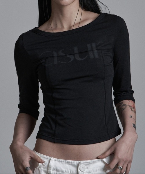 as you are(アズユーアー)の「ASUR/ボートネックロングスリーブトップス(Tシャツ/カットソー・レディース・ブラック/ホワイト/チャコール・FREE)」の2枚目の写真