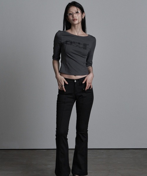 as you are(アズユーアー)の「ASUR/ボートネックロングスリーブトップス(Tシャツ/カットソー・レディース・ブラック/ホワイト/チャコール・FREE)」の8枚目の写真
