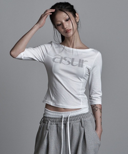 as you are(アズユーアー)の「ASUR/ボートネックロングスリーブトップス(Tシャツ/カットソー・レディース・ブラック/ホワイト/チャコール・FREE)」の15枚目の写真