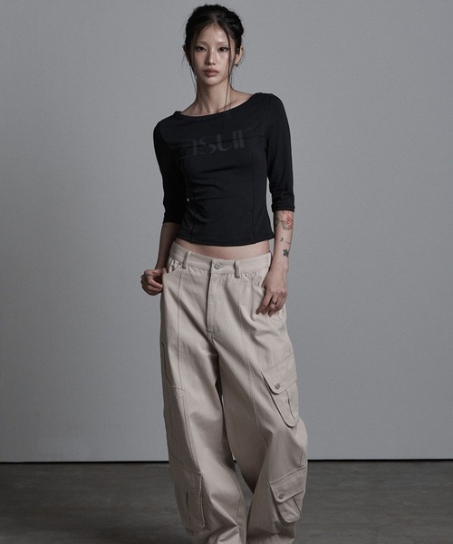 as you are(アズユーアー)の「ASUR/ボートネックロングスリーブトップス(Tシャツ/カットソー・レディース・ブラック/ホワイト/チャコール・FREE)」の20枚目の写真